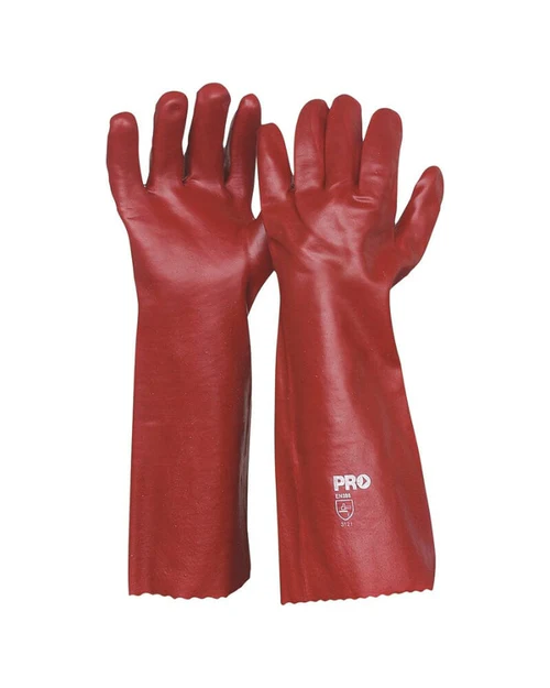 GLOVES PVC RED LARGE 45CM